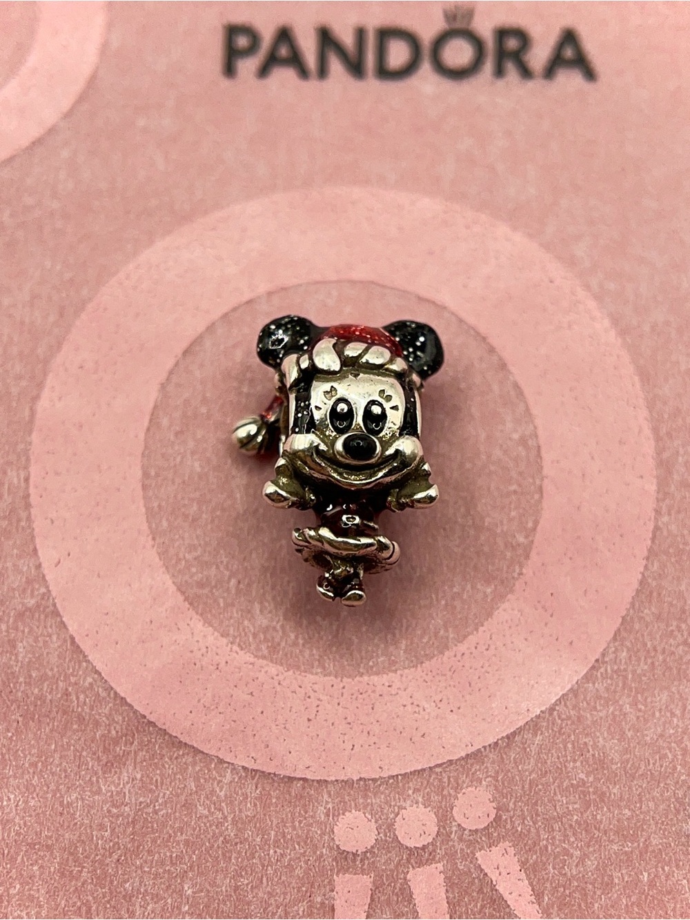 Pandora Disney Minnie Mouse Holiday Christmas Santa Hat Charm